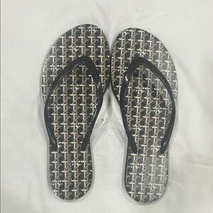 Tory Burch Black and Brown Patterned Sandals